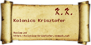 Kolonics Krisztofer névjegykártya